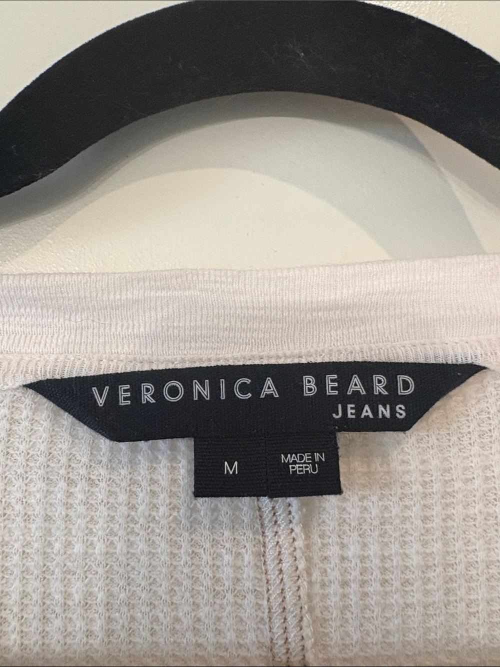 Veronica Beard Cream Ribbed Henley with Contrast Trim - Picture 2 of 3